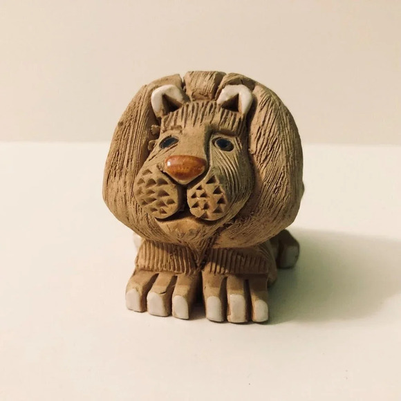 Vtg Small Artesania Rinconada Lion Figurine Hand Made 3 Inch Long - Picture 1 of 12